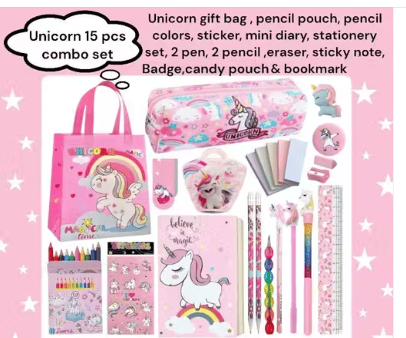 Unicorn School Stationery Gift Set – 15 Pcs Combo Pack for Girls view 2