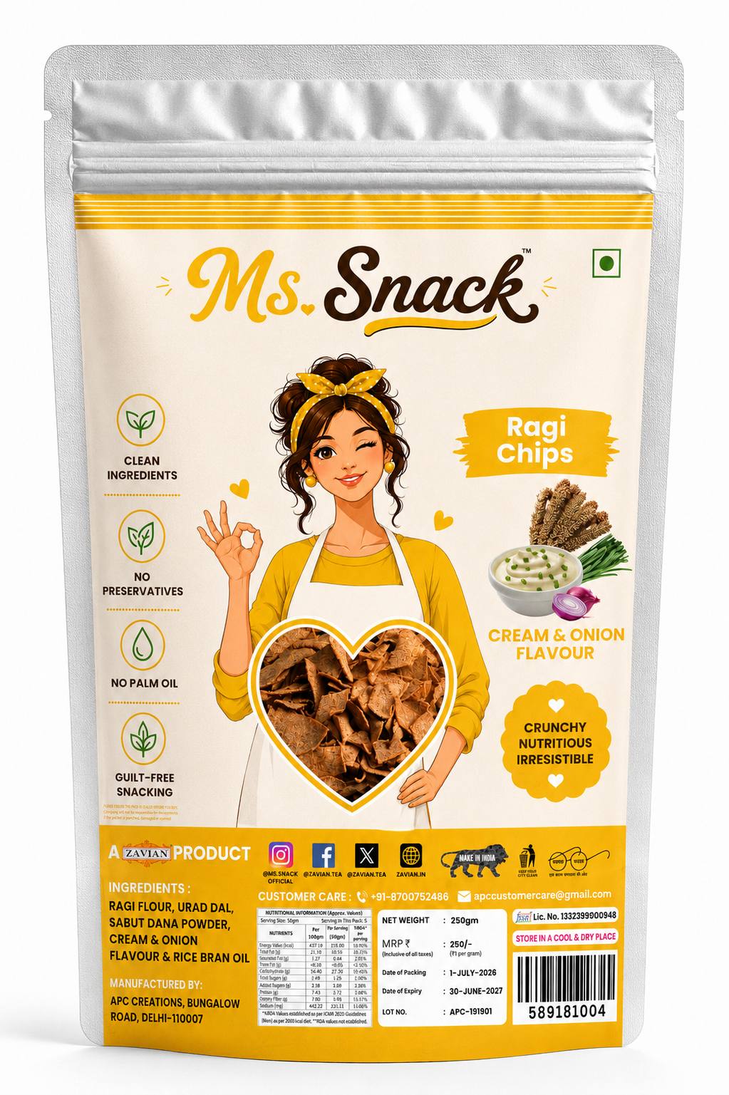 Ms. Snack Ragi Chips - 250g