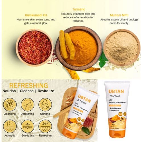 Ayurvedic Ubtan Face Wash (100ml each) – Glow-Boosting Cleanser with Turmeric & Sandalwood | Deep Pore Detox, Tan Removal & Skin Brightening Therapy for All Skin Types view 2