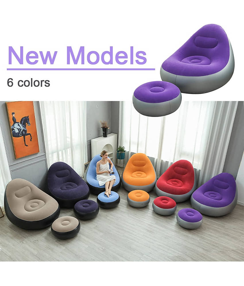 QMKT Inflatable Lounge Set with Foot Stool with Air Pump Multi Color Sleeping Bags view 2