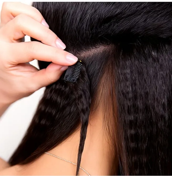 Premium 8PCS Kinky Curly Clip-In Hair Extensions | Remy Indian Hair Size- 16 Inch view 2