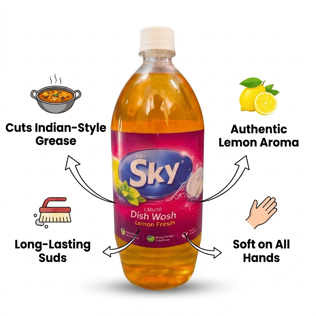 Safa's Sky Liquid Dish Wash – Lemon Fresh Dishwashing Liquid (1 Litre) view 2