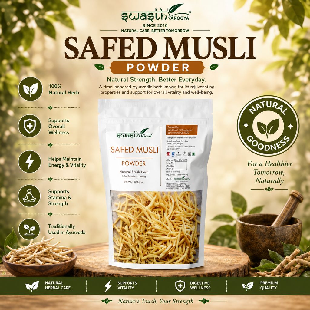 Swasth Arogya Safed Musli Powder - 1 Pack Of Pure Safed Musli Powder (100g) view 2
