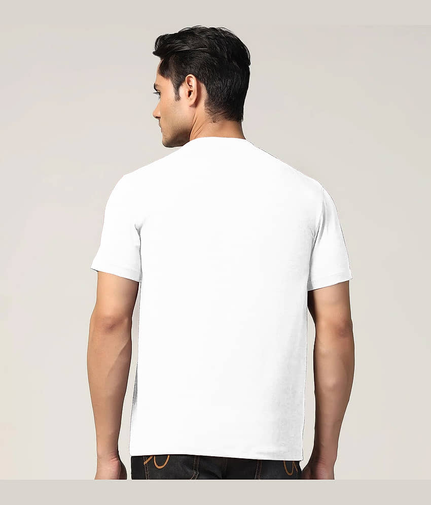 BINAYAK Cotton Regular Fit Printed Half Sleeves Men's Round T-Shirt - White ( Pack of 1 ) view 2