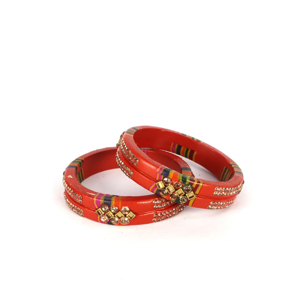 Rajasthani Lac Bangles In Beautiful New Design - Red view 2