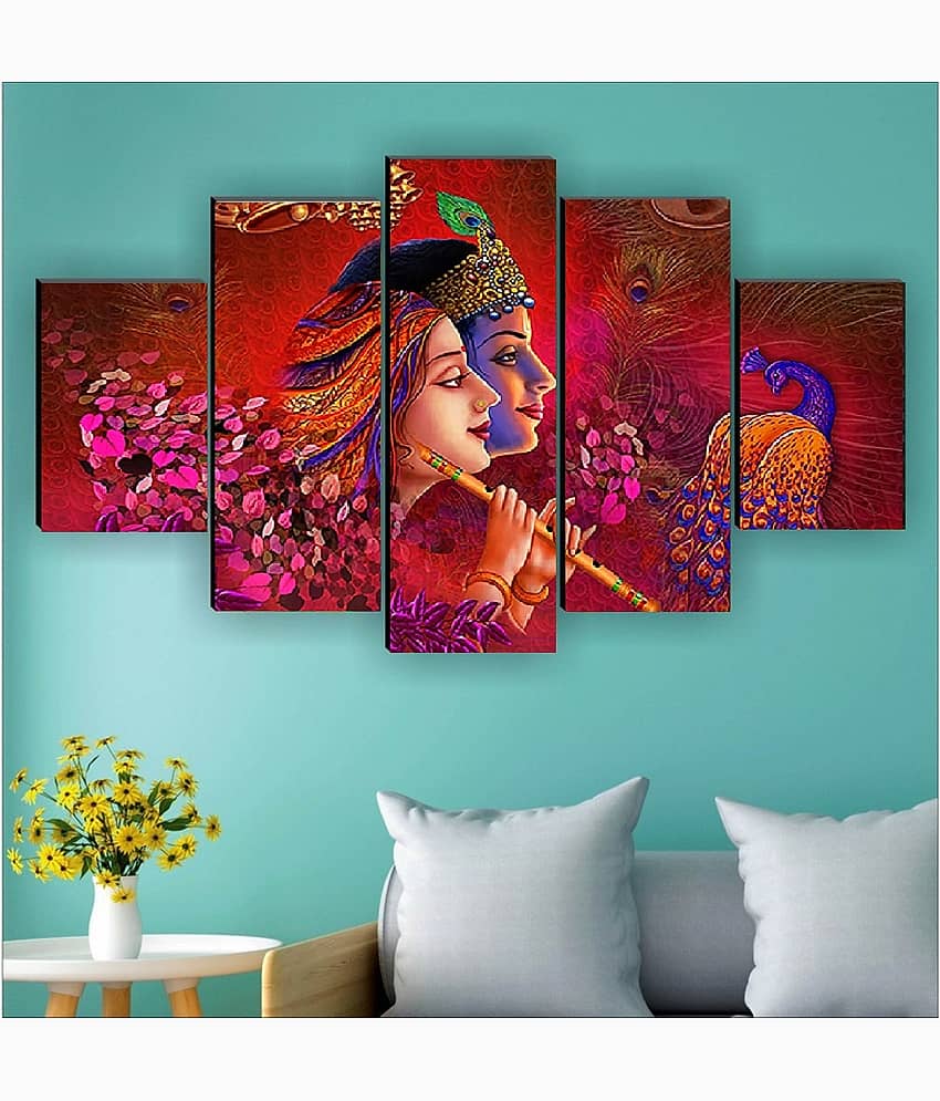 SNDArt Set Of 5 Radha Krishna Wall Paintings For Wall Decor Gift Items 18 x 30 inch view 2