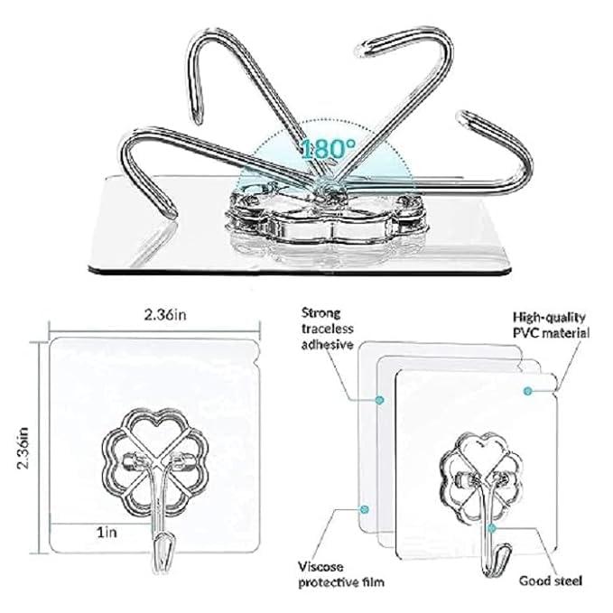 PVC Wall Hooks, Pack of 1, Transparent view 2
