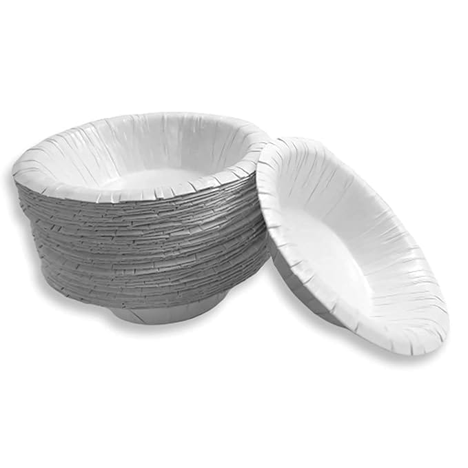 Disposable Paper Bowls (Dona), Sliver, 6 Inch Round, Biodegradable, Leak-Proof, Food Grade, Pack of 50 view 2