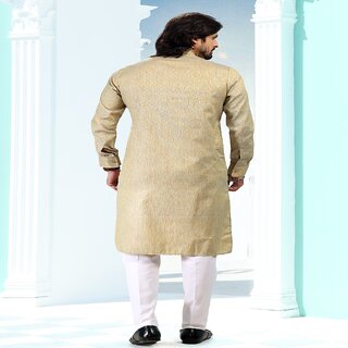 Raivat Ethnic Cream Beige Colour Silk Kurta Pajama 2169 view 2