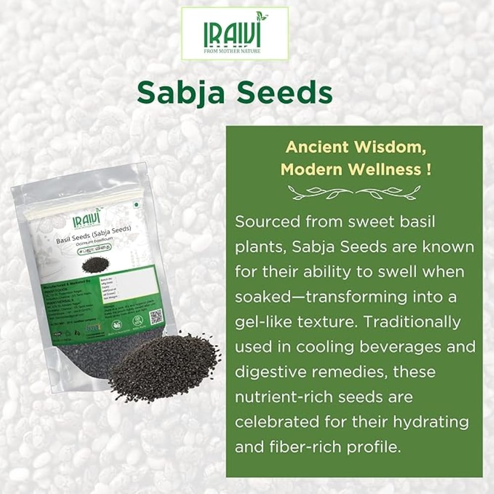 IRAIVI Premium Basil Seeds | Sabja Seeds | Tukmaria | Pure & Natural by Iraivi view 2