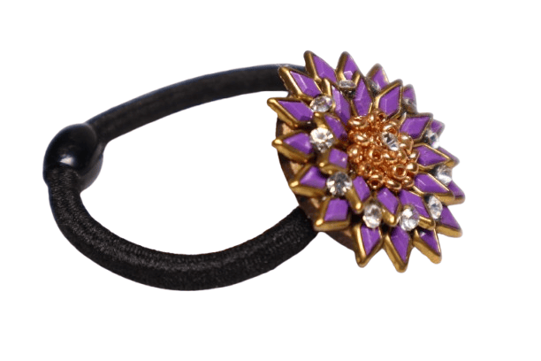 Purple Floral Hair Tie – Stone Embellished Designer Accessory view 2