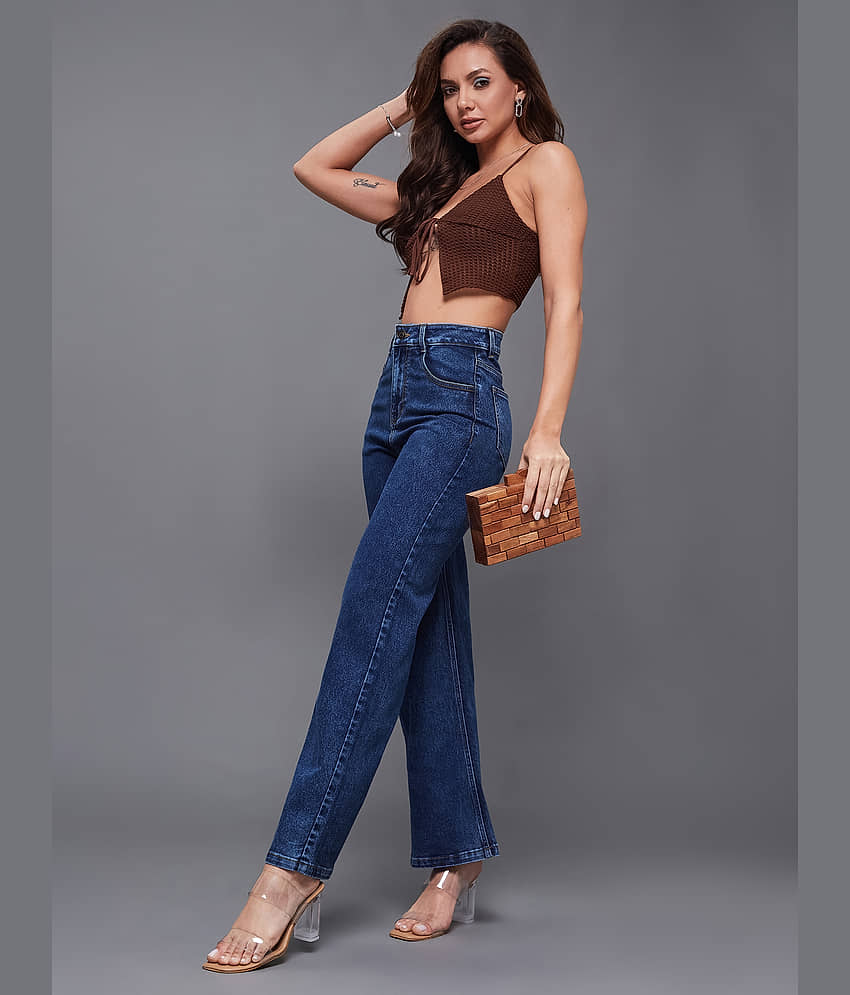 Miss Chase - Blue Denim Wide Leg Women's Jeans ( Pack of 1 ) view 2
