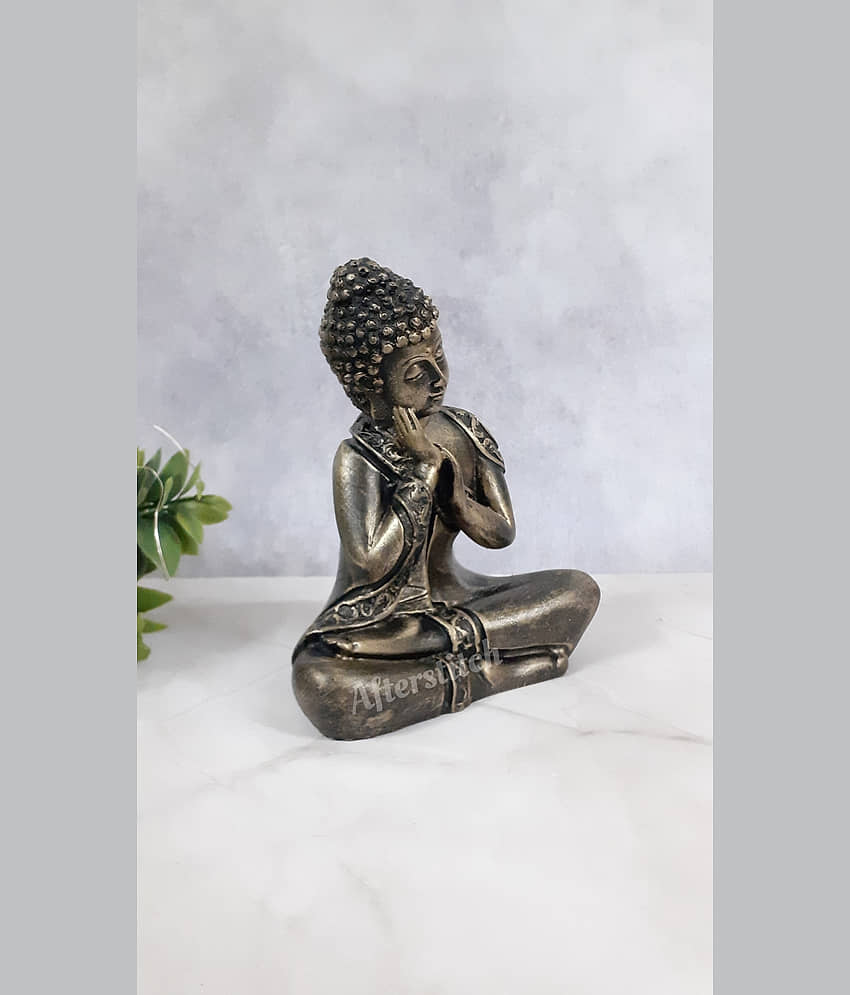 AFTERSTITCH Lord Gautam Buddha Antique Idol Statue for Home Office Table Decor Big Size Idols Living Room Door Entrance Decoration Items Decorative Showpiece Figurine Garden 13 Cm Height Sitting Buddha view 2