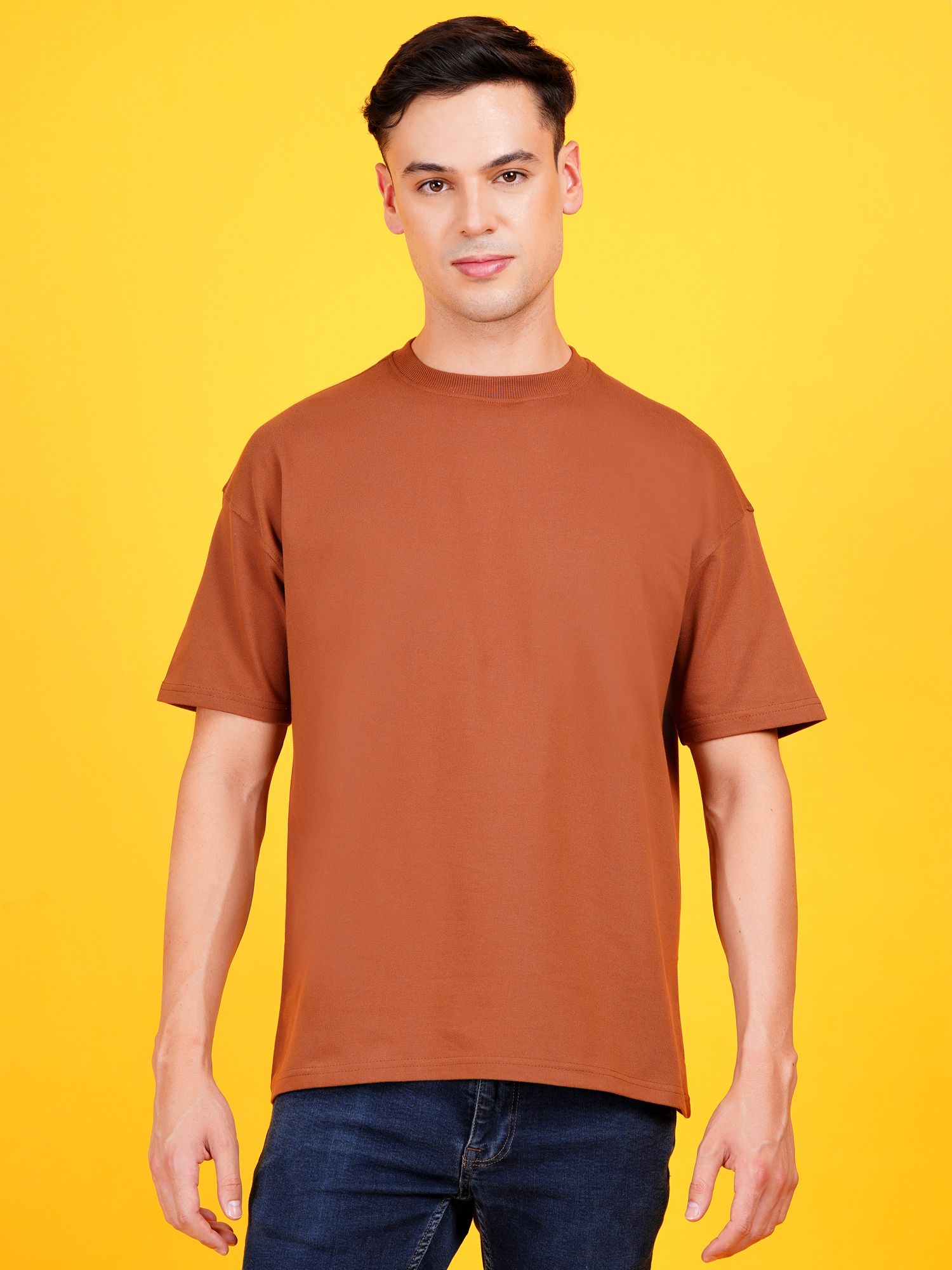 Unisex Heavy GSM Oversized T-Shirt in Brown 1 set view 2