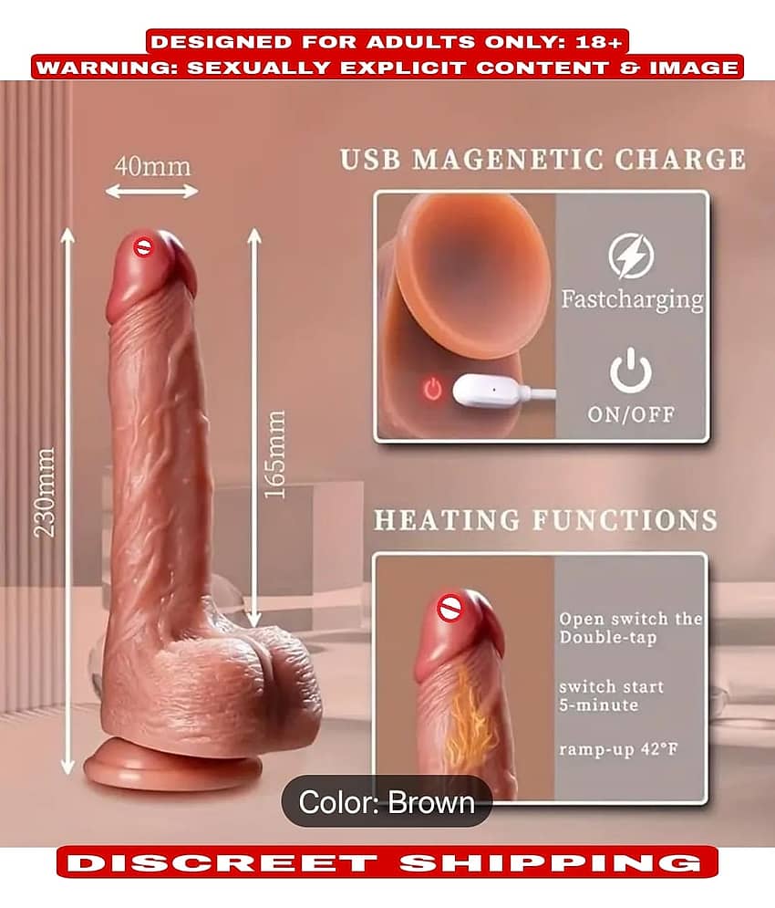 9.5" REALISTIC SILICONE TELESCOPIC SUCTION DILDO WITH HEATING AND REMOTE CONTROL FOR WOMEN BY KAMAHOUSE (LOW PRICE SEX TOYS)