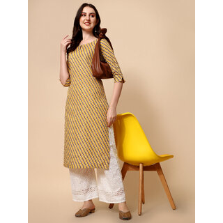Elara Yellow Cotton Blend Kurta For Women view 2