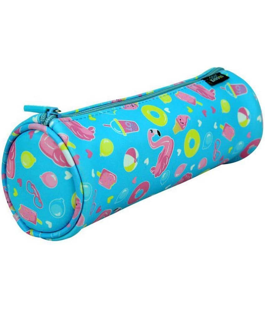 Smily round pencil pouch (light blue) | kids Pencil Pouch | School Pencil pouch | Pencil pouch For Boys & Girls | Light Blue Color Pencil pouch | Birthday Returns Gifts | Girls Pencil pouch | Zipper Pencil pouch view 2