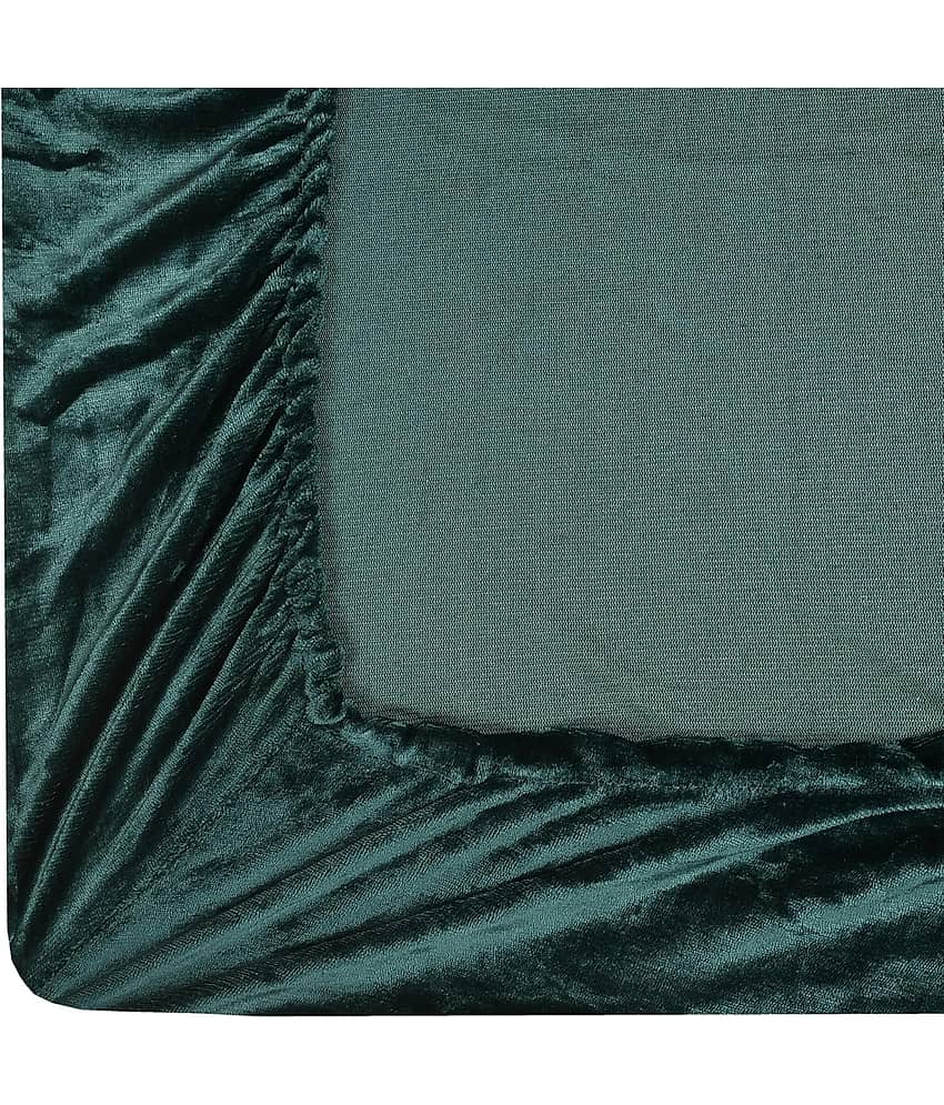 SWIZIER Woollen 1 King Fitted Bedsheet with 2 Pillow Covers ( 198 cm x 182 cm ) , Green view 2