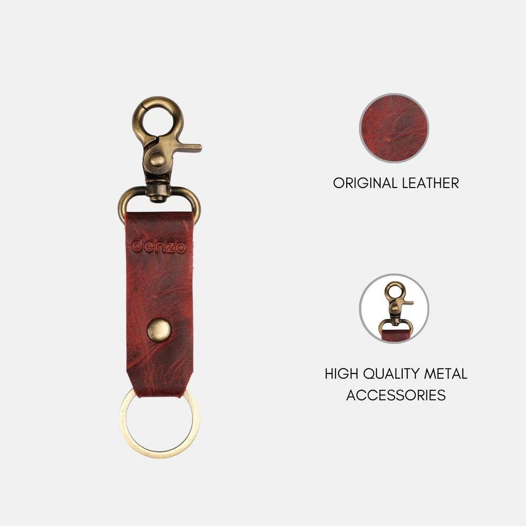 RiderRivet Leather Key chain - Red view 2