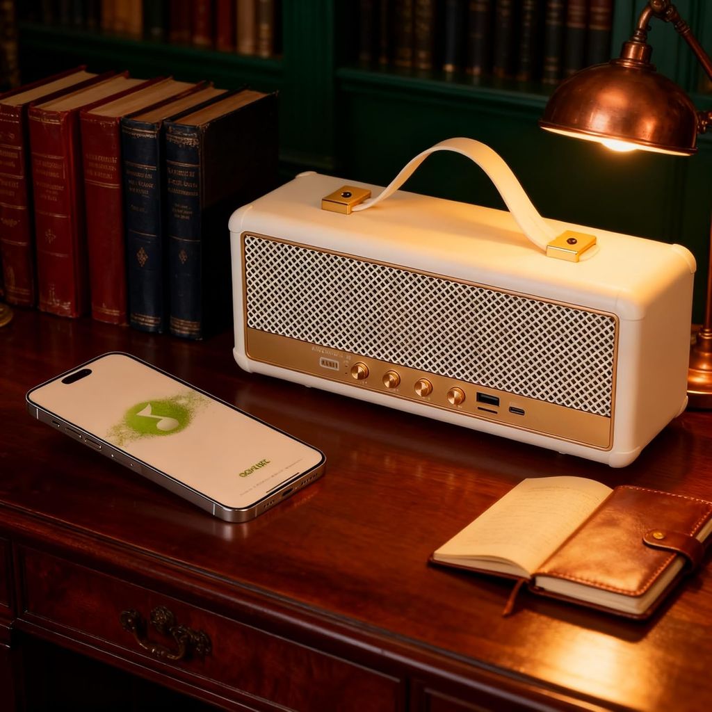 StockWell III M30 Bluetooth Speaker, Portable Retro Design, 16W, Black/White, Built-in 1500mAh Battery (White) view 2