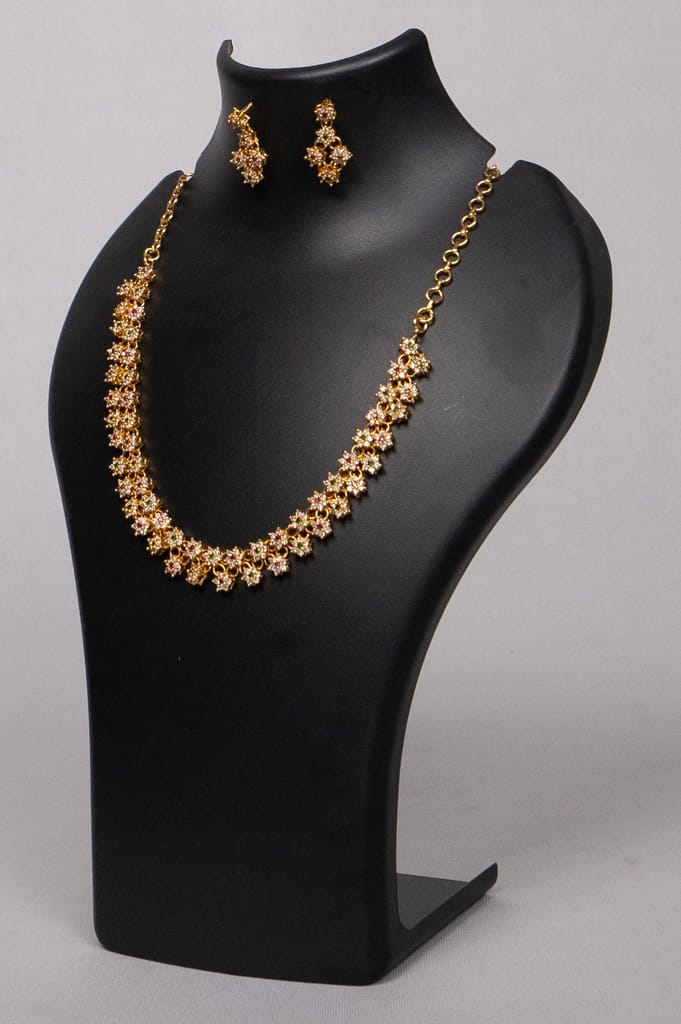 Gold-plated Traditional Indian Necklace Set with Earrings for Women view 2