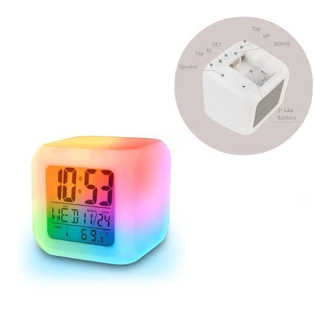 Plastic Smart Automatic 7 Colour Changing LED Digital Alarm Clock with Date, Time -Multicolor view 2