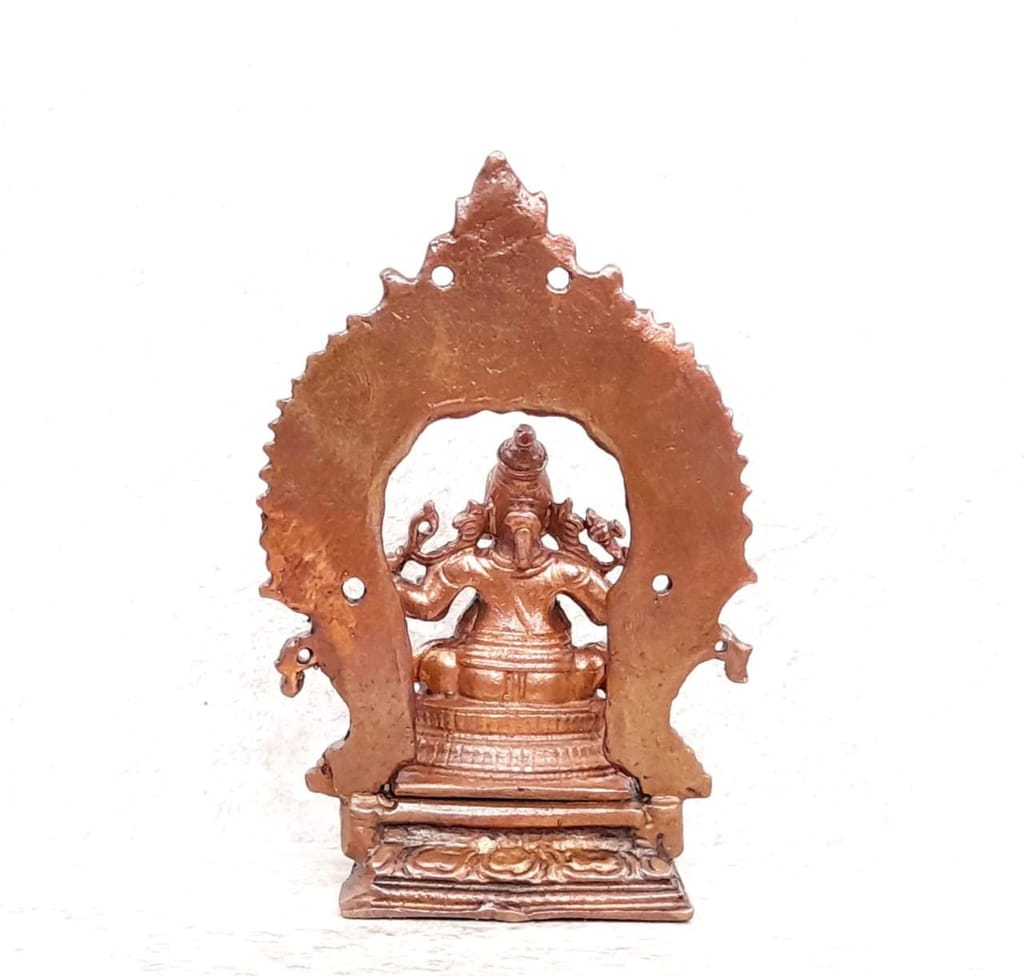 Searchers Paradise - Copper Idols Ganesh with prabhavalli,3 inches, Copper Handmade 100 Grams, Patina Antique Finish, Pack of 1 Piece view 2