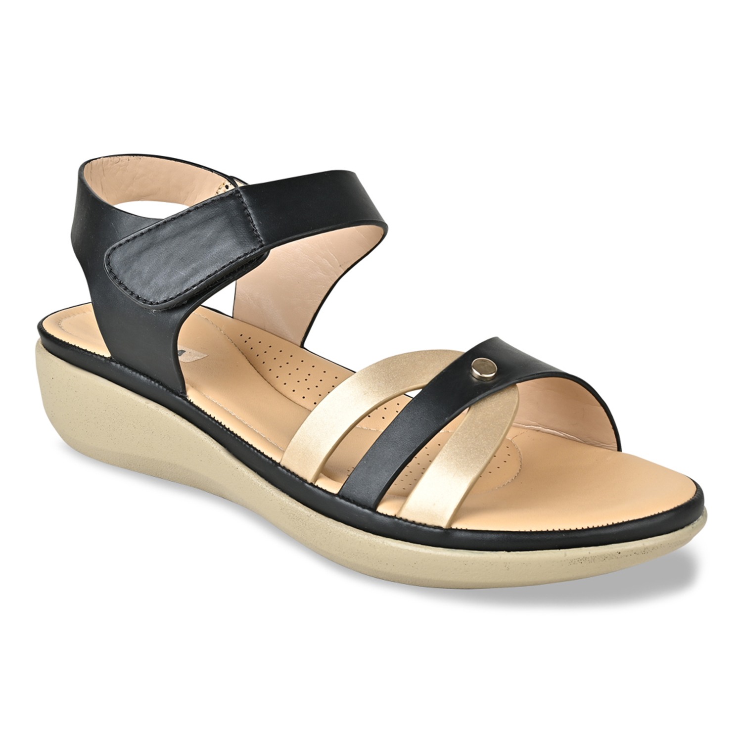 Black Women Comfort Flat Sandals view 2
