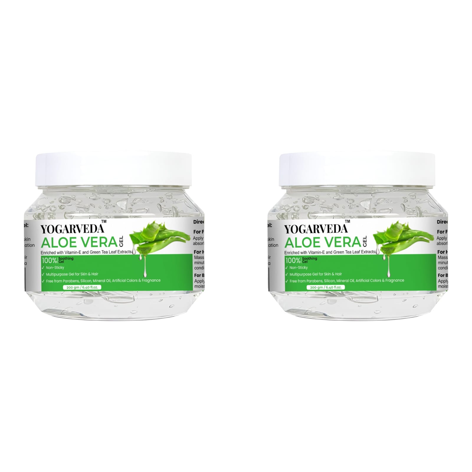 YOGARVEDA Aloe Vera Gel for Skin & Hair100% Pure, Vitamin E & Green Tea Extracts | (Pack of 4, 200 g)