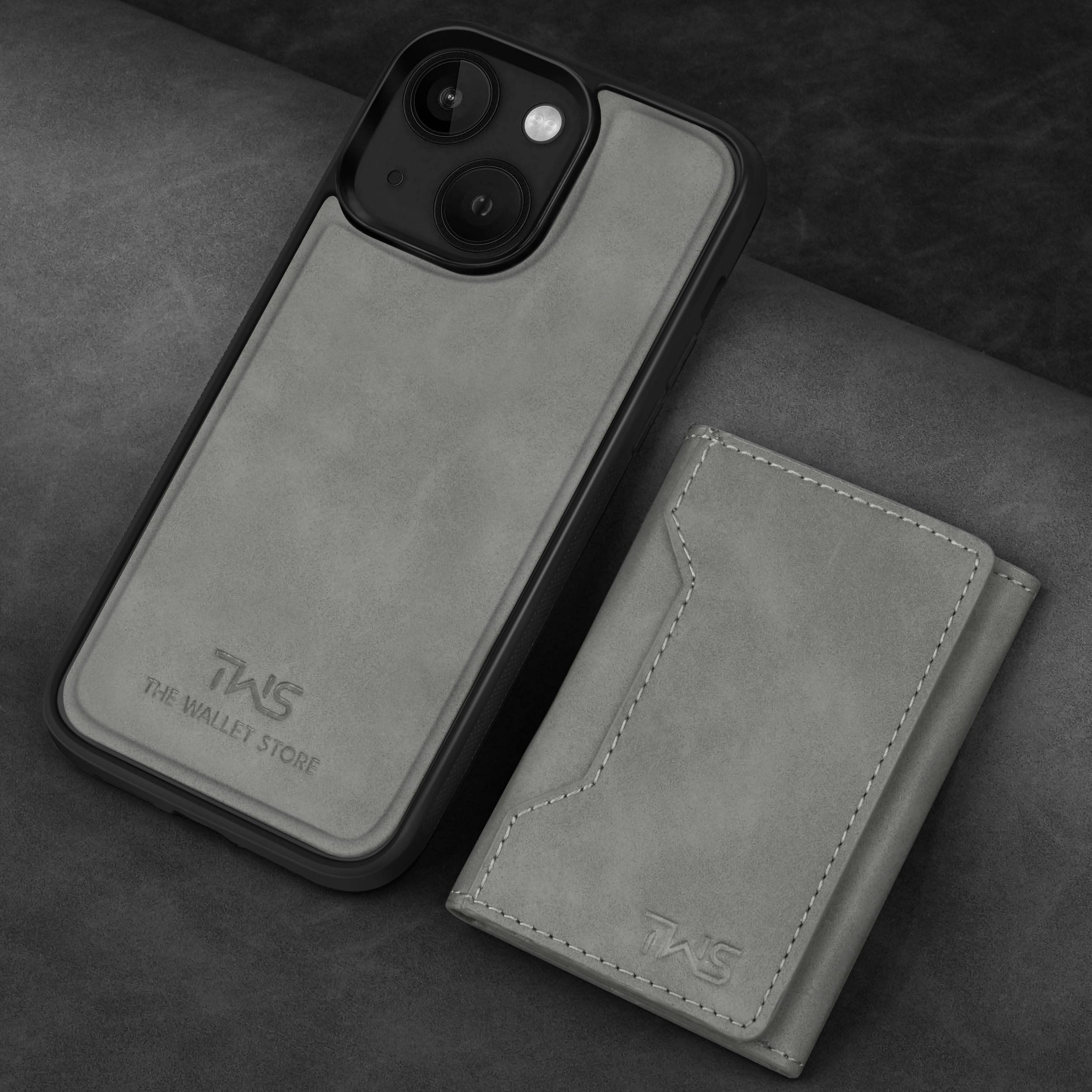 The Wallet Store Premium Leather iPhone Case Cover With Detachable Cardholder - Gey - iPhone 14 view 2