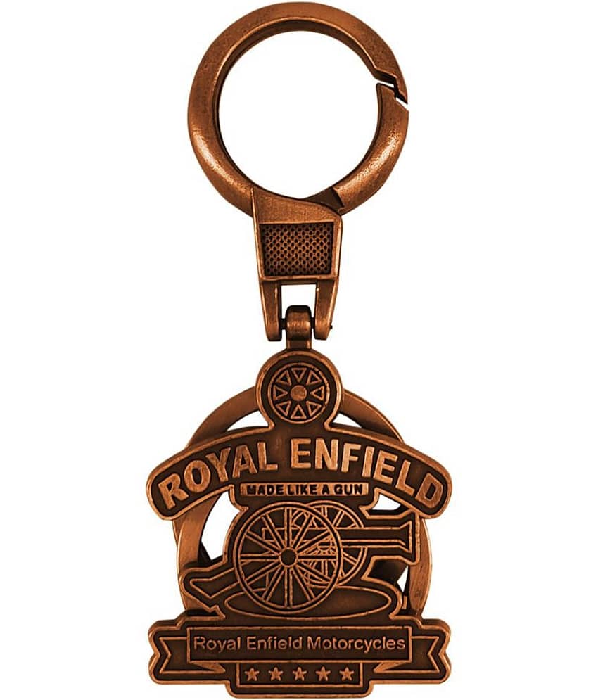 VillageTiger Premium Quality Brass Metal Royal Enfield Bullet Bike Dual Key Ring Key Chain, KeyChain KeyRing (Red) view 2