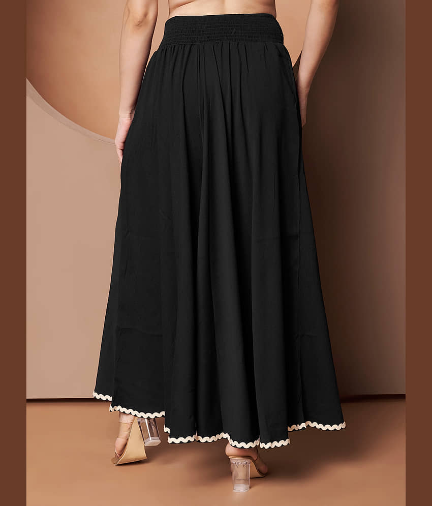 ZWERLON Women Polyester Wide Leg Trousers ( Black ) view 2