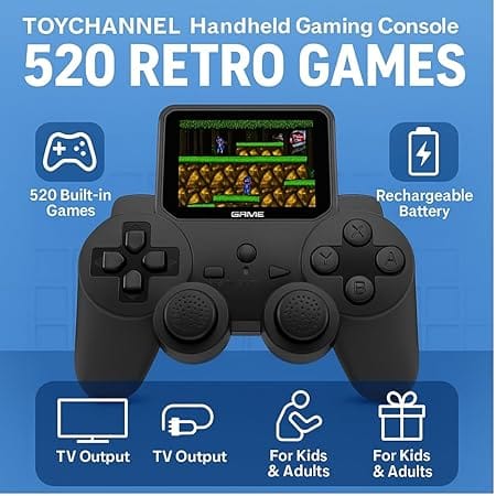 TOYCHANNEL Handheld Gaming Console with 520 Retro Games | Rechargeable Video Game Console with TV Output view 2