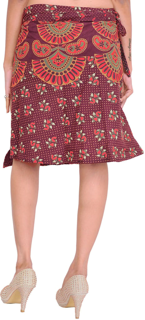 Violet-Qartz Wrap-Around Long Skirt with Block-Print in Pastel Colors view 2