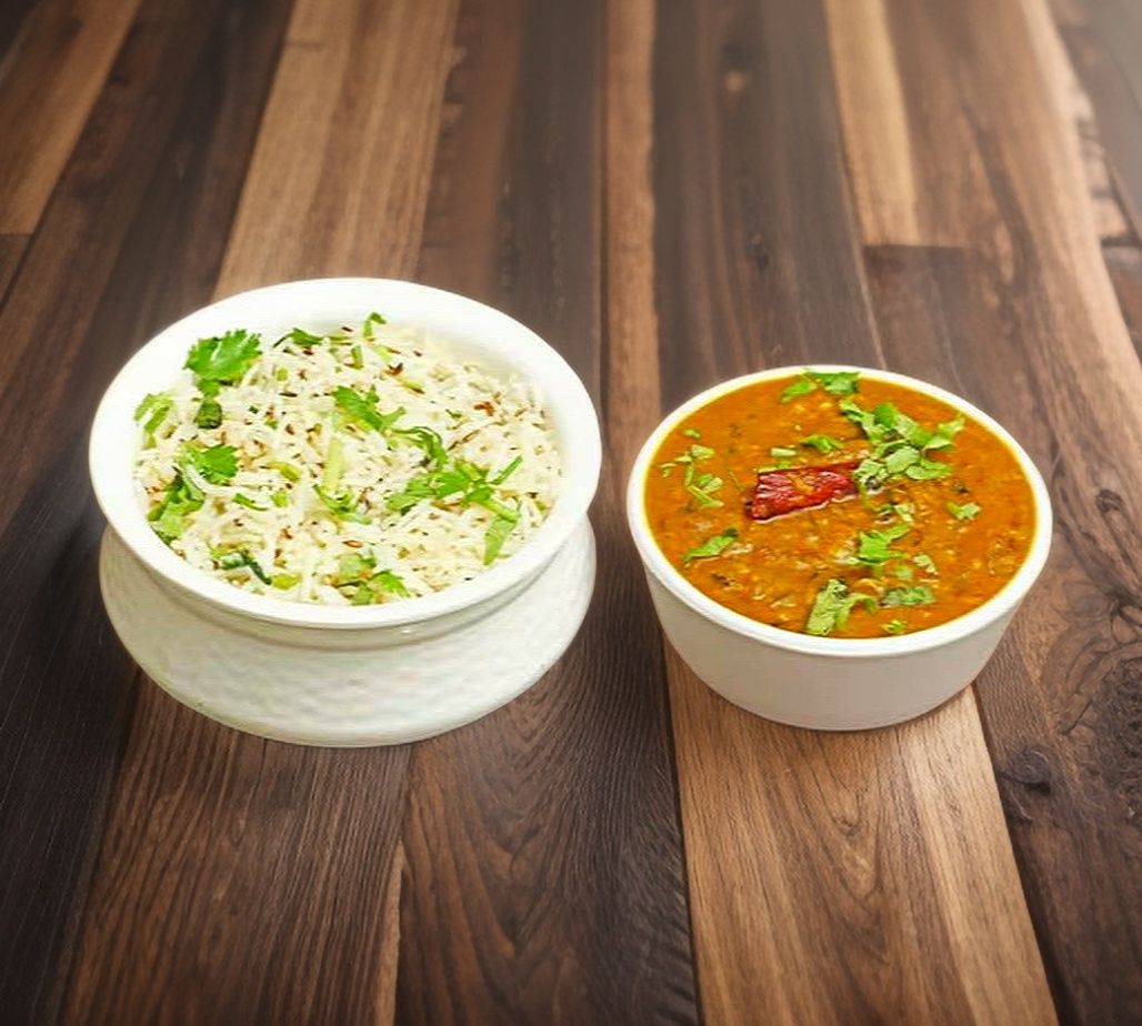 Jeera rice [450 ml] with dal tadka [200 ml]