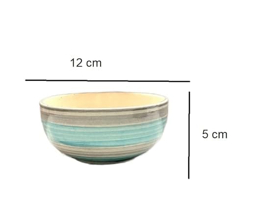 STOREPEDIA Handcrafted Ceramic Sea Green Ring Bowls, Serving Mixing Bowl Set for Vegetable Dessert Snack Fruits Bowl Set for Hotel, Gift Purpose, Set of 2, 250 ml Multicolor view 2