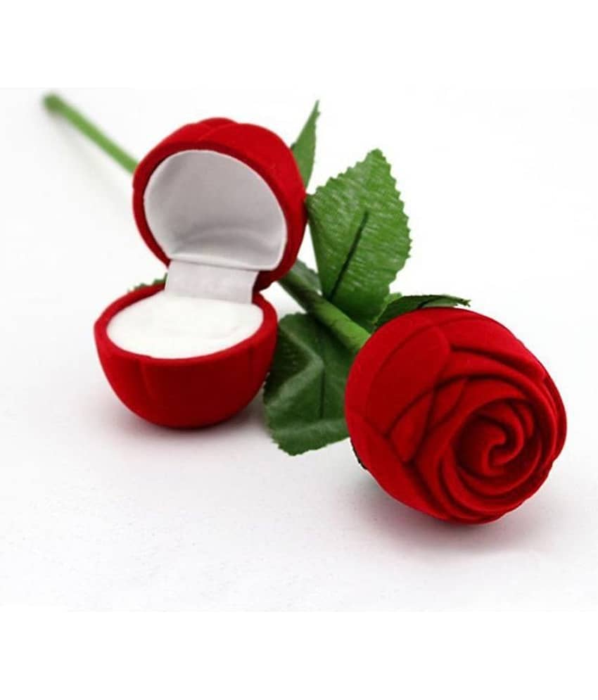 Silver Shine Silver Plated Adjustable Couple Ring with 1 Piece Red Rose Gift Box for Men and Women view 2