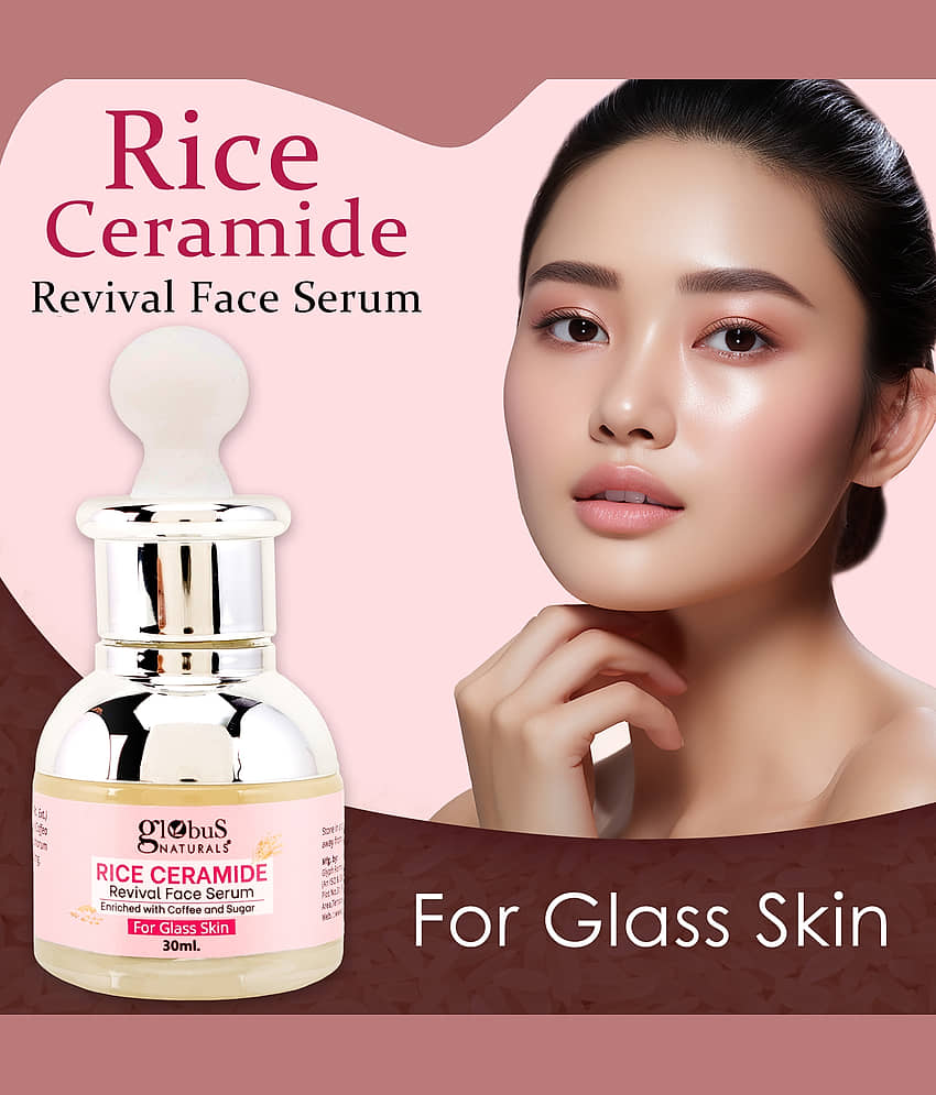 Globus Naturals Rice Ceramide Revival Face Serum, For Korean Glass Skin, 30 ml (Pack of 2) view 2