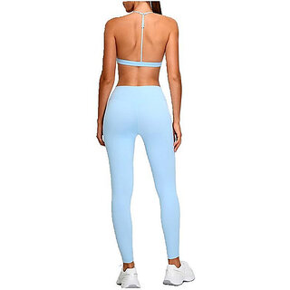 Sherox Ankle Length Western Wear Legging (Light Blue, Solid) view 2