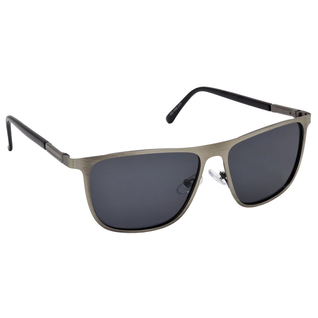 Stylish Pilot Full-Frame Metal Polarized Sunglasses for Men and Women | Black Lens and Steel Grey Frame | HRS-KC1005-LGRY-BK-P view 2