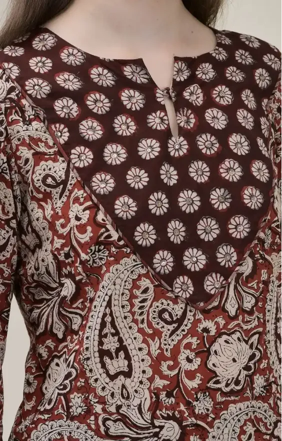 Bagru Brown Printed Straight Suit view 2