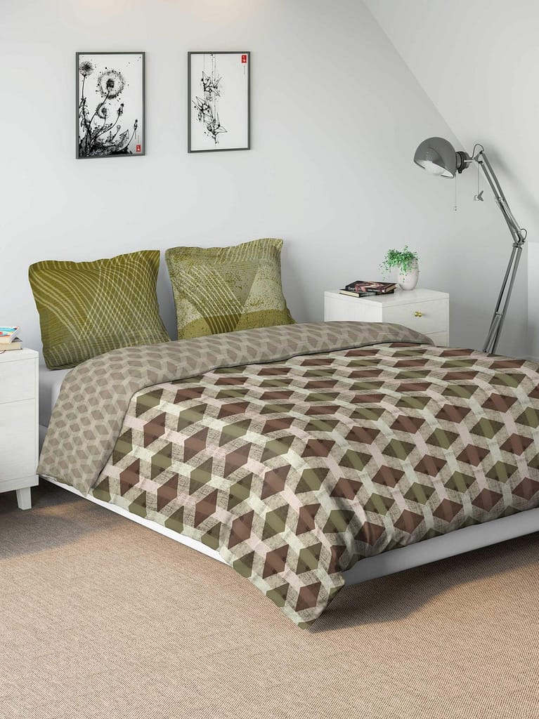 DDECOR - Cherish Collection 100% Cotton Geometric Pattern 150TC Double Coverlet|274 CM X 274 CM| - Green view 2