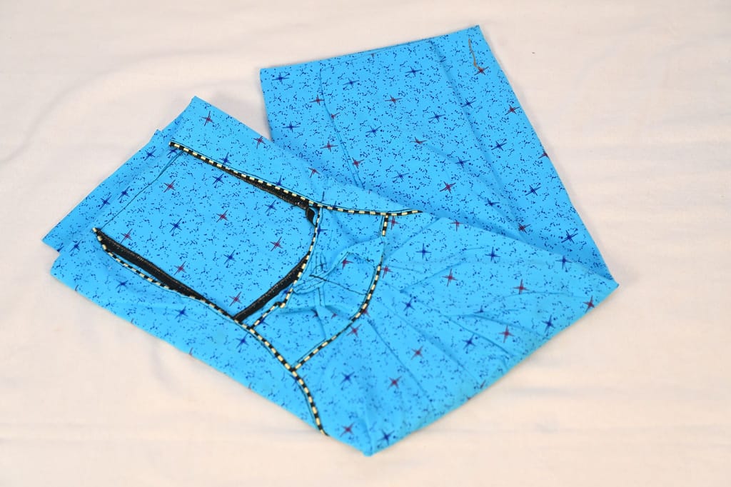 Blue and White Printed Cotton Fabric view 2