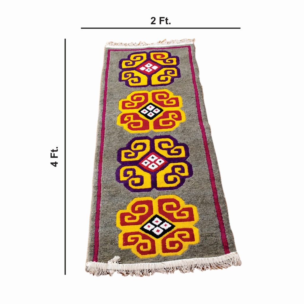 Pahadi Handmade Sheep Wool Carpet – Traditional Himalayan Design by Jai Maa Nanda. view 2