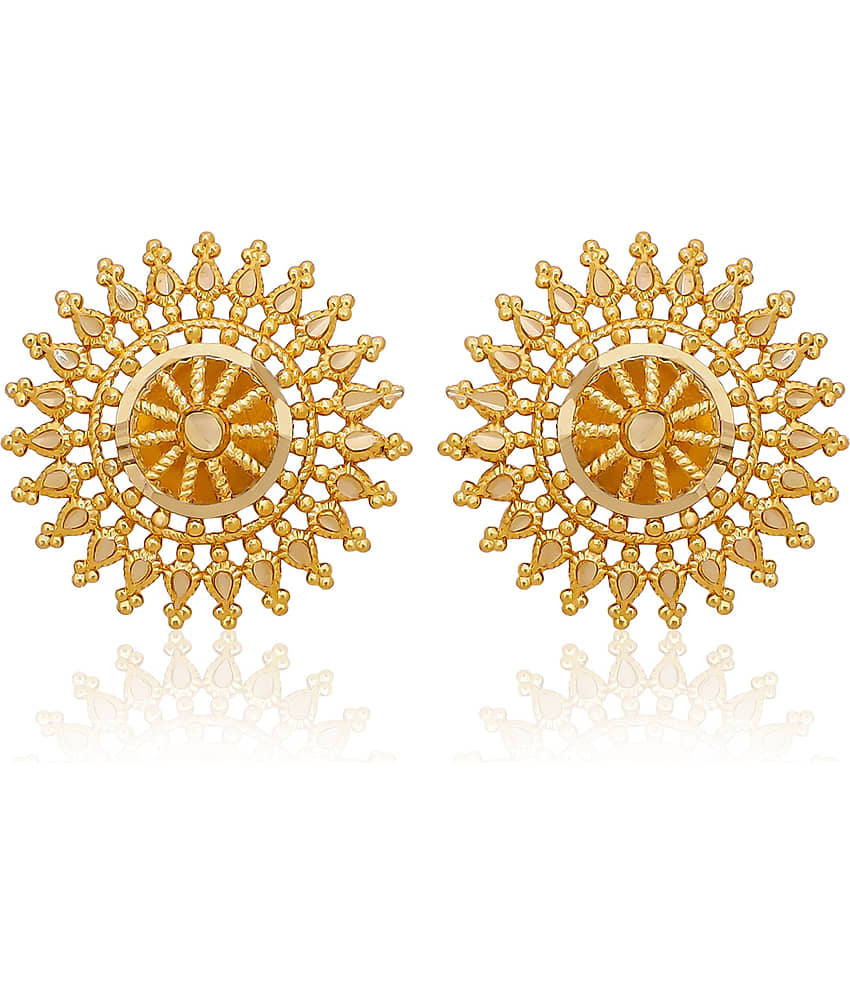 LUV FASHION Golden Stud Earrings ( Pack of 1 ) view 2