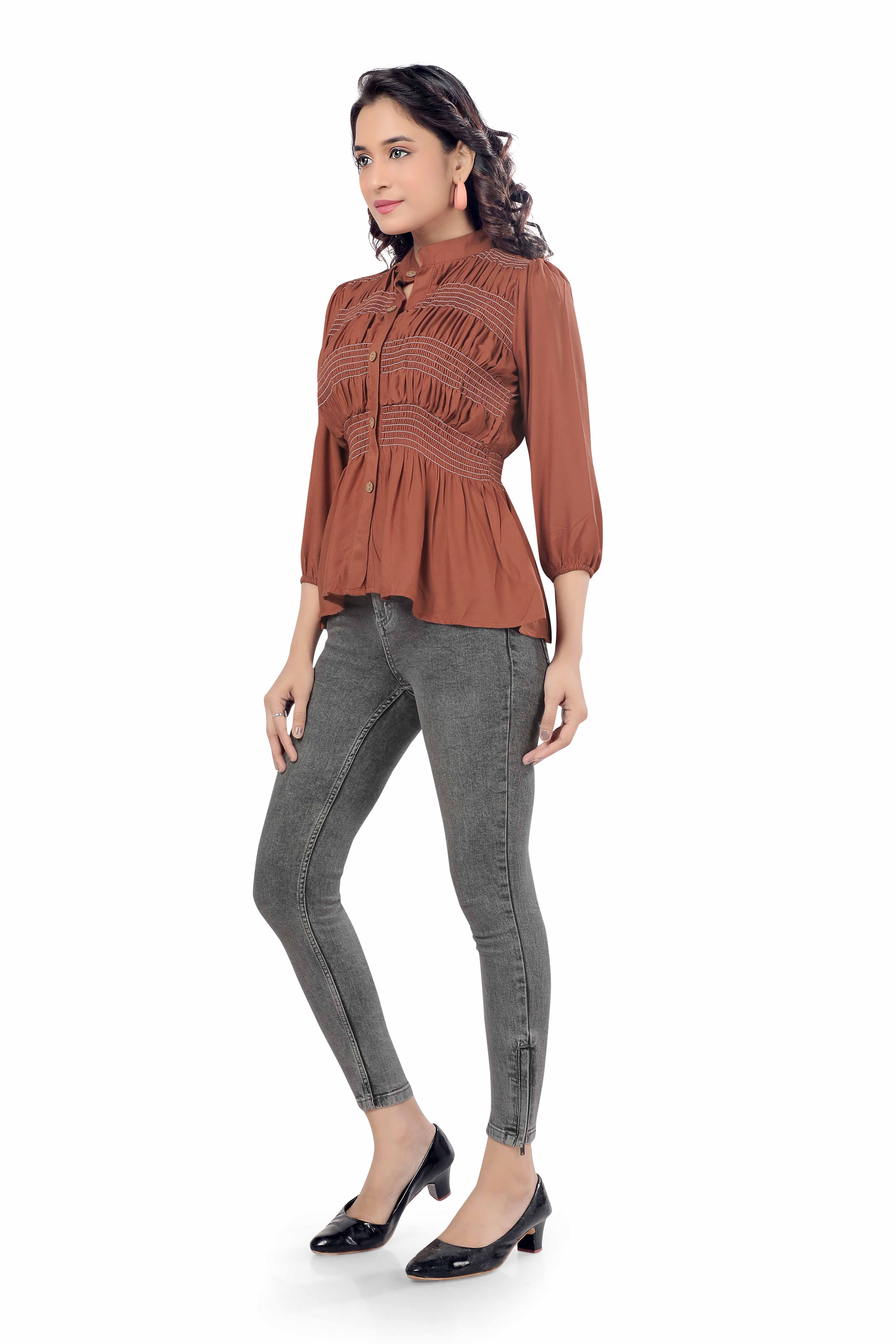 Casual Stretchable tops for women full sleeved top. Cotton tops for women daily use. view 2