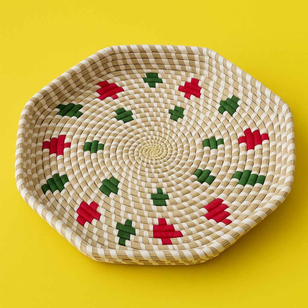 Handwoven Decorative Basket with Geometric Design view 2
