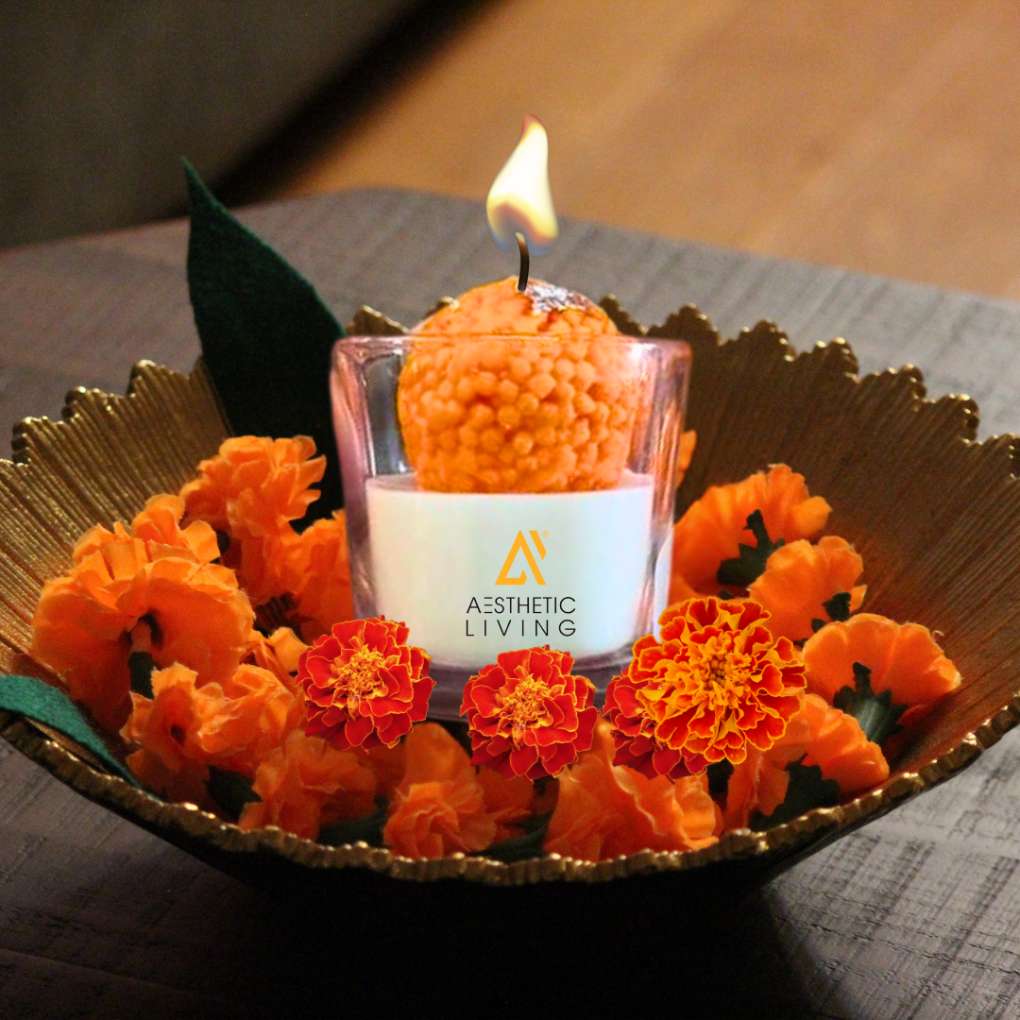 Festive Motichoor Laddoo Soywax Candle (Jasmine)- 75 G Scent Jasmine view 2