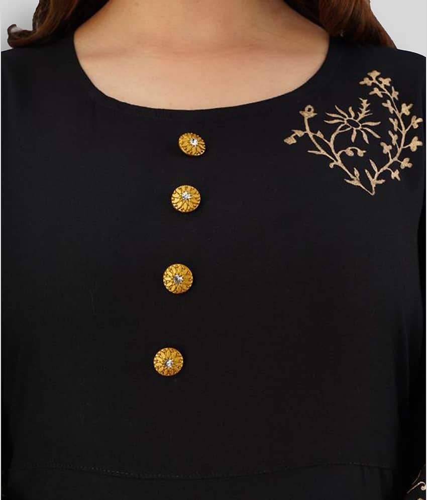 FABRR - Black Rayon Women's Flared Kurti ( Pack of 1 ) view 2