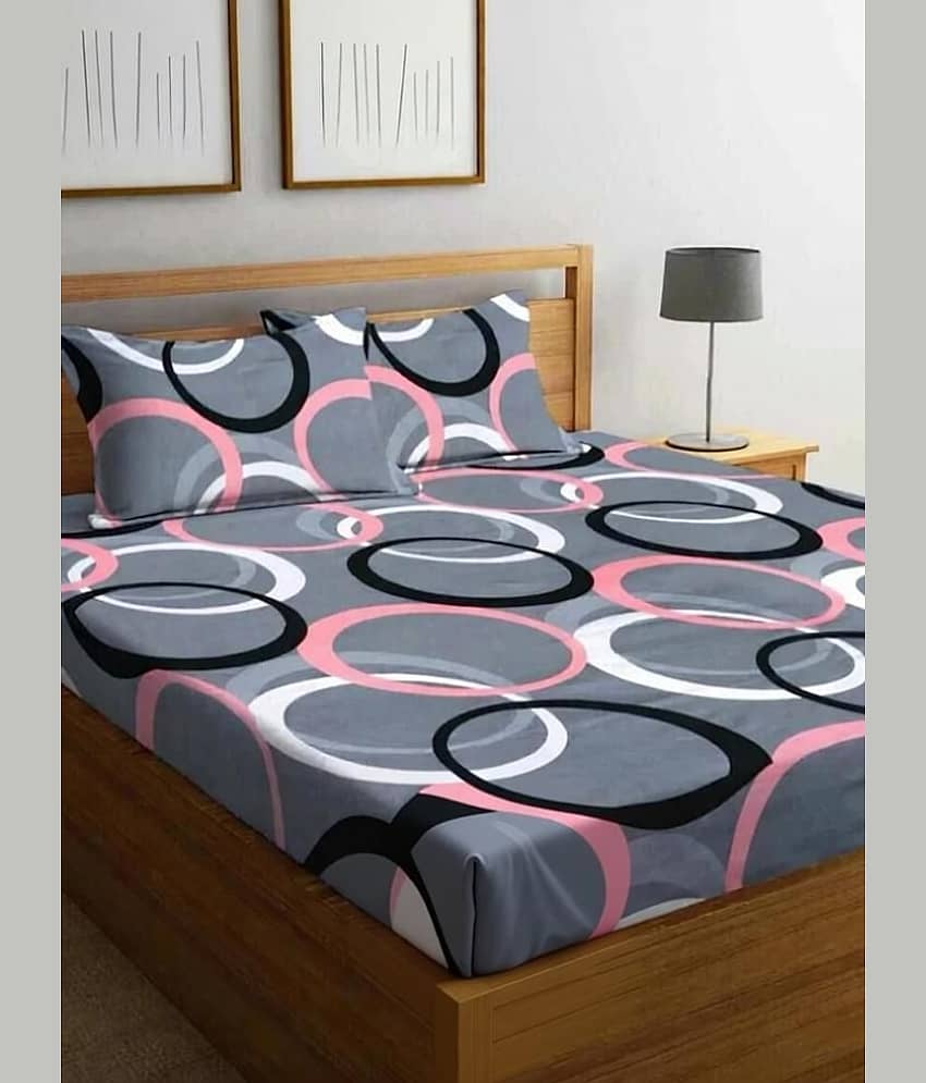 Decent Home Blue Cotton 1 Double Bedsheet with 2 Pillow Covers ( 254 cm x 228 cm ) view 2